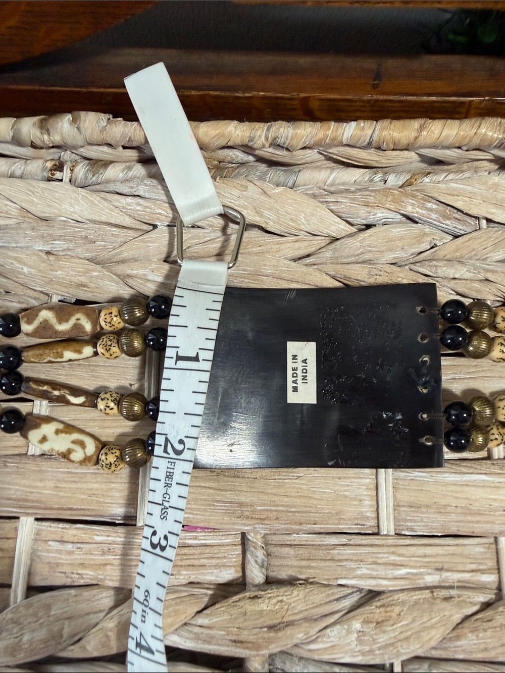 Handcrafted Elephant Wooden Bead Waist Belt - Black & Brown - Picture 5 of 7